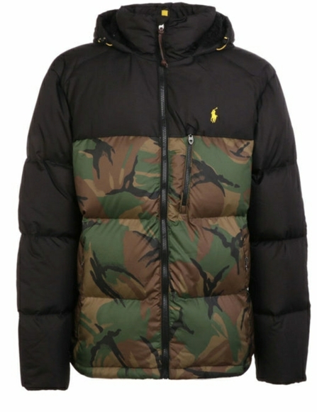 LARGE "Down"Jacket "RALPH LAUREN" BLK/CAMO/YLW - Picture 2 of 11